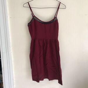 Forever 21 Mesh Detail Burgundy Dress